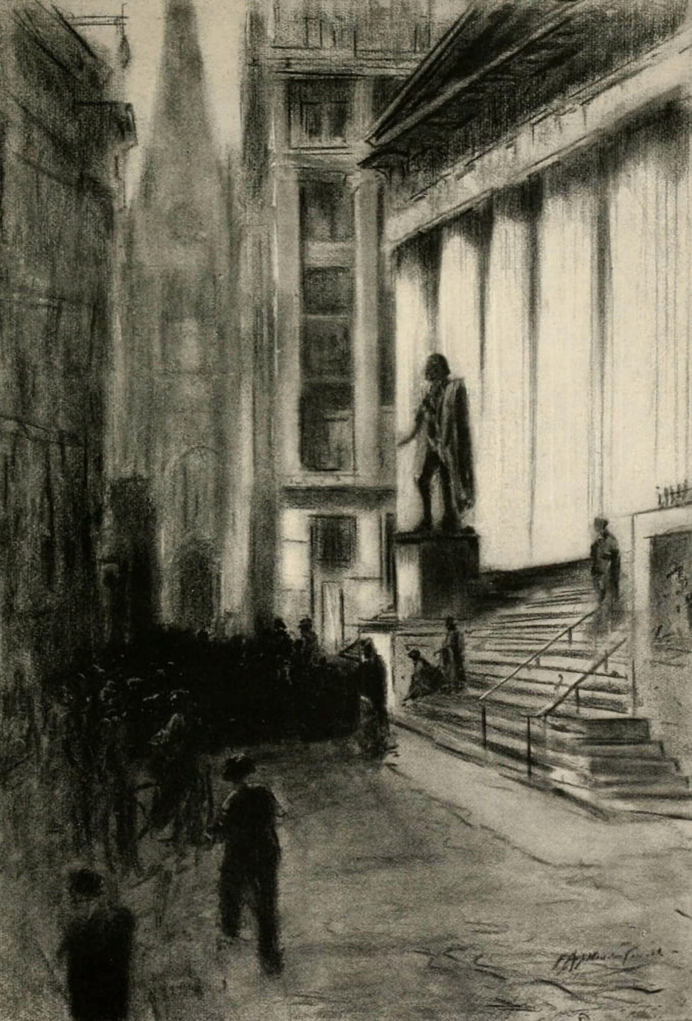 Charcoals of New & Old New York 1912 Wall Street Canvas Art - Francis Hopkinson Smith (24 x 36)