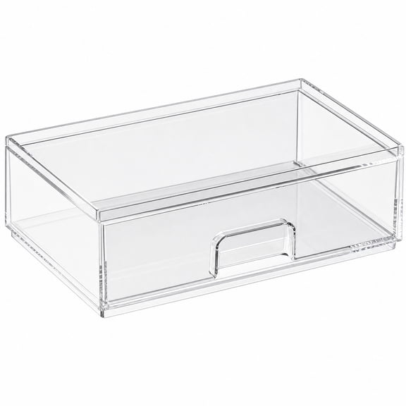 Charcrocsm Clear Storage Drawer, 12x7.8x3.7 Inch Stackable Acrylic Organizer for Desk, Pull-Out Plastic Drawer for Cosmetics, Makeup, Office Supplies, 1 Pack