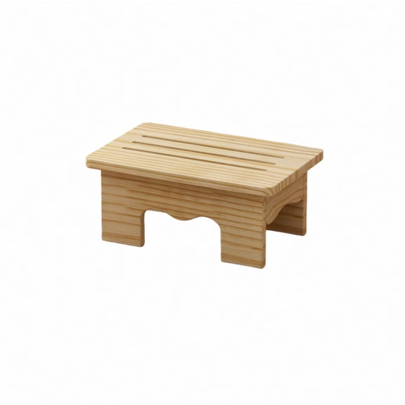 Charcrocsm Wooden Step Stool for Adults & Kids, Medium Size Bathroom & Kitchen Foot Rest, Non-Slip Solid Wood Stool for Bedside, Office & Shower, Durable Small Bench for Indoor Use, Natural Finish