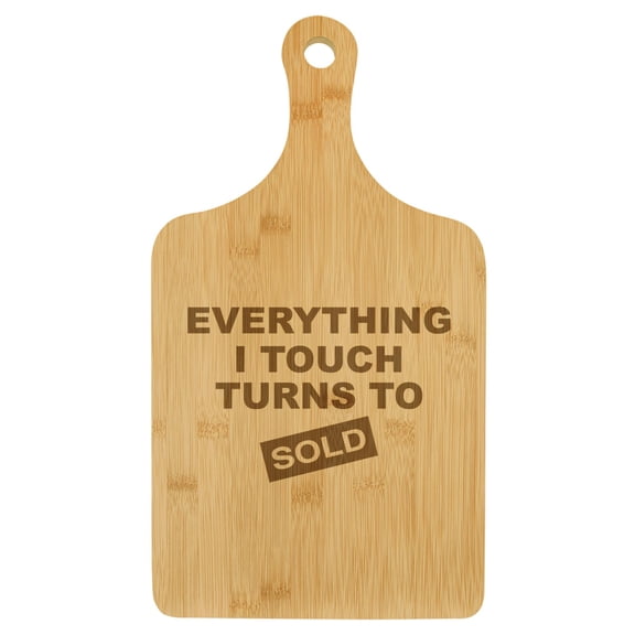 Charcuterie Board With Handle Cheese Board Bamboo Cutting Board Gift Everything I Touch Turns To Sold Sales Real Estate Agent Sales (Small 13.5 x 7)