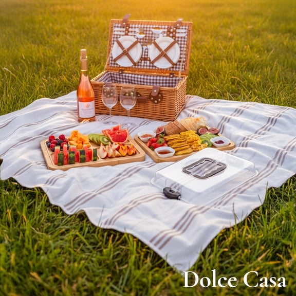 Charcuterie Board with Lid & Handle, 3-in-1, Portable Bamboo Serving Tray with Lid & Removable Snack Tray for Cheese, Fruit, Food, Cheese Platter for Picnic, Travel, Ready-to-Gift