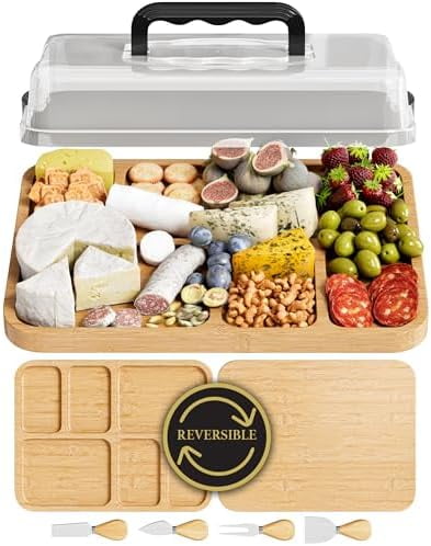 Charcuterie Board With Lid - Reversible, 2-in-1 Zimbabwe