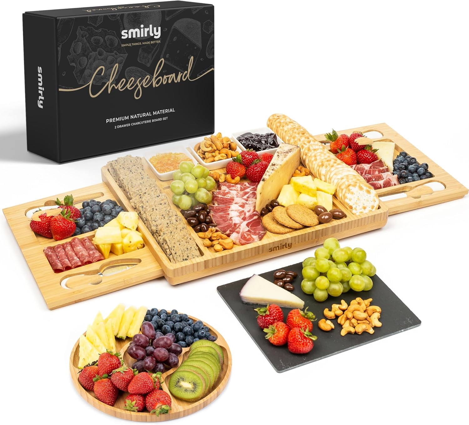 Charcuterie Board Set - Large Bamboo Cheese Board for Serving - House ...