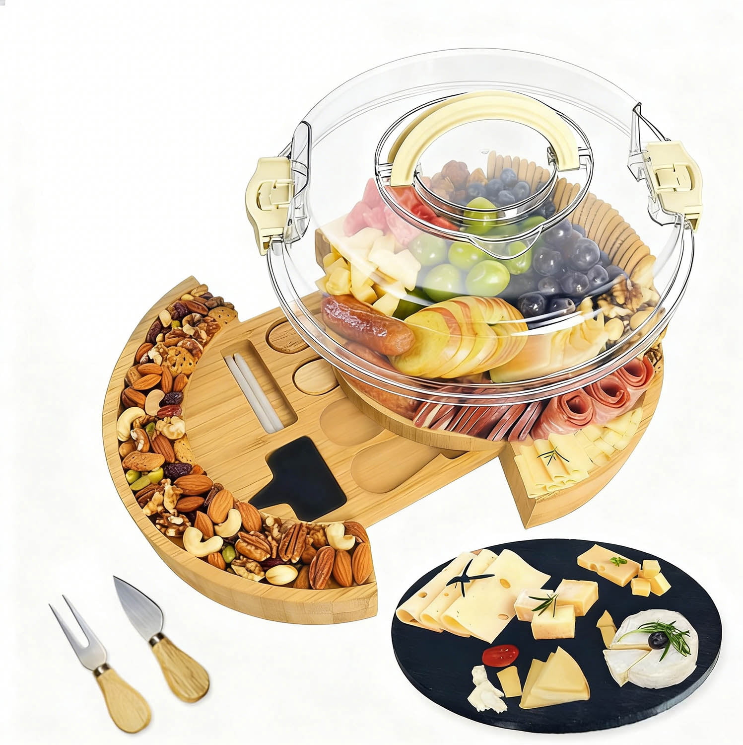 Relaxdays Set Of 4 Pizza Boards, Natural Bamboo, 32 Cm, Serving Plate Round Platter Cheese Charcuterie Natural 72288327 - View #11