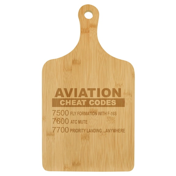 Charcuterie Board With Handle Cheese Board Bamboo Cutting Board Gift Aviation Cheat Codes (Small 13.5 x 7)