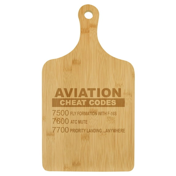 Charcuterie Board With Handle Cheese Board Bamboo Cutting Board Gift Aviation Cheat Codes (Standard 15.5” x 9”)