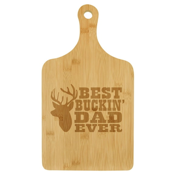 Charcuterie Board With Handle Cheese Board Bamboo Cutting Board Gift Best Buckin Dad Ever Father (Standard 15.5 x 9)