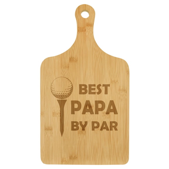 Charcuterie Board With Handle Cheese Board Bamboo Cutting Board Gift Best Papa By Par Golf Golfer Father's Day (Small 13.5 x 7)
