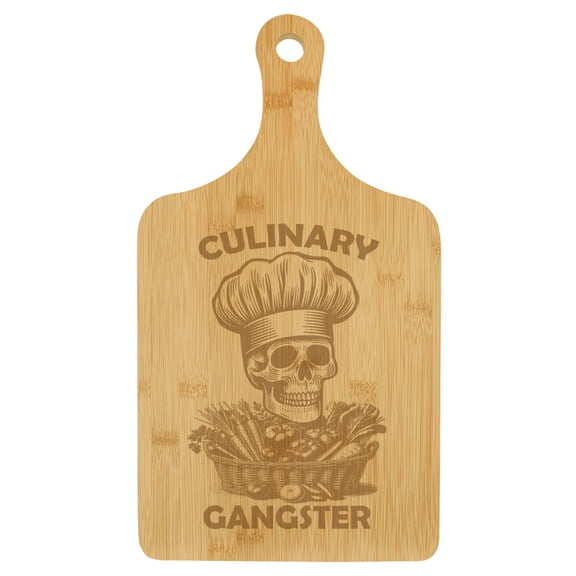 Charcuterie Board With Handle Cheese Board Bamboo Cutting Board Gift Culinary Gangster Funny Chef Cook Cooking Lover (Standard 15.5 x 9)