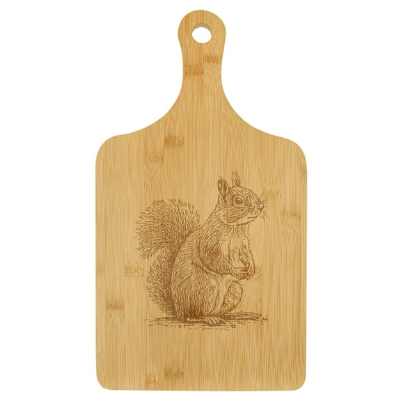 Charcuterie Board With Handle Cheese Board Bamboo Cutting Board Gift Curious Squirrel (Small 13.5 x 7)