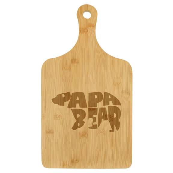 Charcuterie Board With Handle Cheese Board Bamboo Cutting Board Gift Dad Father Papa Bear (Standard 15.5 x 9)