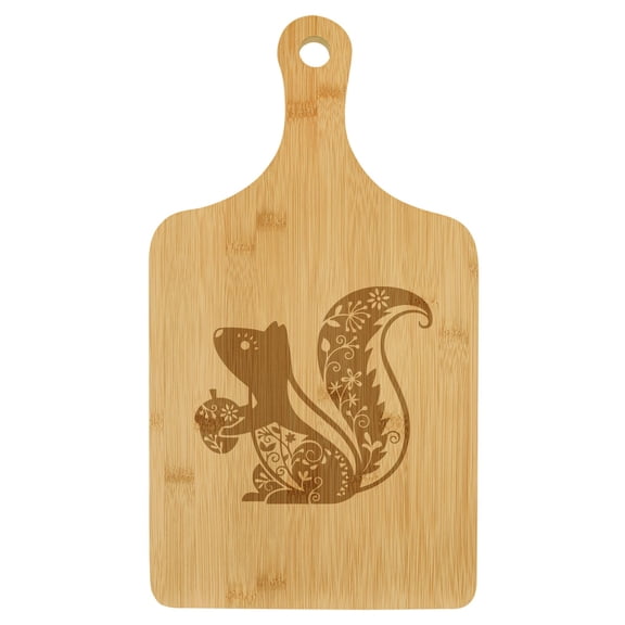 Charcuterie Board With Handle Cheese Board Bamboo Cutting Board Gift Fancy Squirrel (Standard 15.5 x 9)