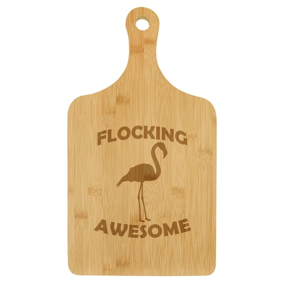 Charcuterie Board With Handle Cheese Board Bamboo Cutting Board Gift Flocking Awesome Flamingo Funny (Standard 15.5 x 9)