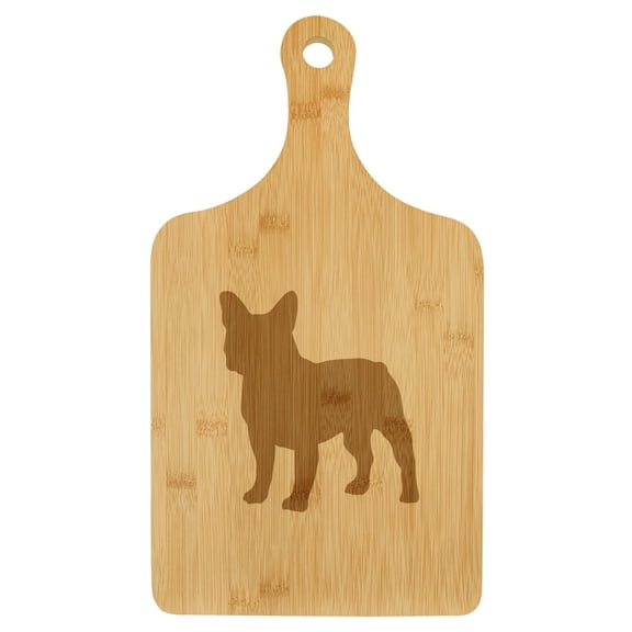 Charcuterie Board With Handle Cheese Board Bamboo Cutting Board Gift French Bulldog (Standard 15.5 x 9)
