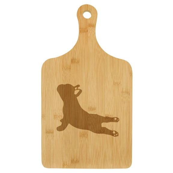 Charcuterie Board With Handle Cheese Board Bamboo Cutting Board Gift French Bulldog Yoga (Small 13.5 x 7)