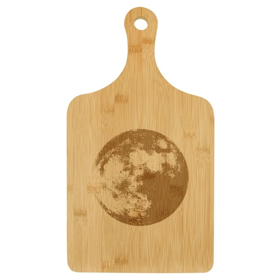Charcuterie Board With Handle Cheese Board Bamboo Cutting Board Gift Full Moon (Small 13.5 x 7)