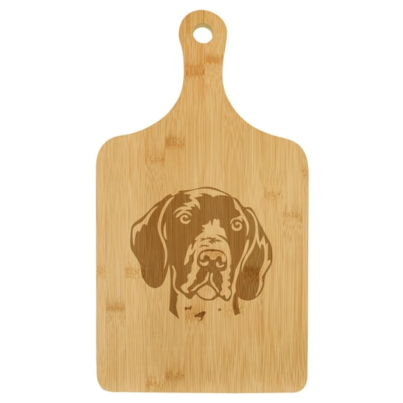 Charcuterie Board With Handle Cheese Board Bamboo Cutting Board Gift German Shorthaired Pointer Face (Standard 15.5 x 9)