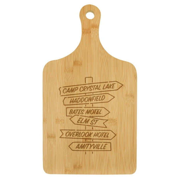 Charcuterie Board With Handle Cheese Board Bamboo Cutting Board Gift Horror Movie Street Signs Halloween (Standard 15.5 x 9)