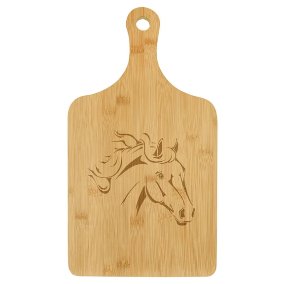 Charcuterie Board With Handle Cheese Board Bamboo Cutting Board Gift Horse Head (Standard 15.5 x 9)