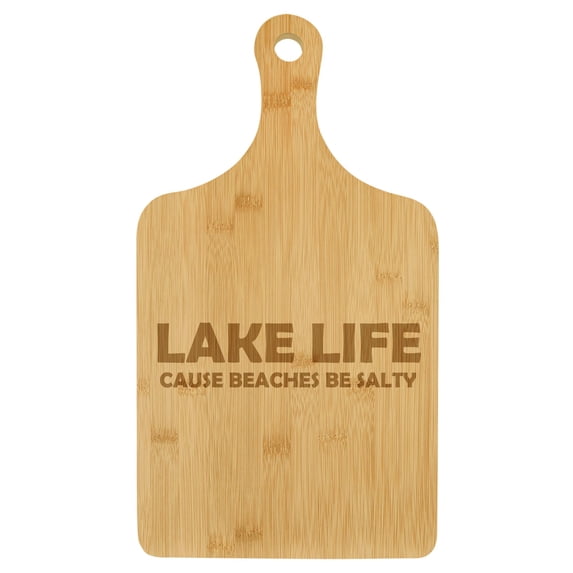 Charcuterie Board With Handle Cheese Board Bamboo Cutting Board Gift Lake Life Funny (Standard 15.5” x 9”)