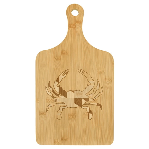 Charcuterie Board With Handle Cheese Board Bamboo Cutting Board Gift Maryland Crab (Standard 15.5 x 9)