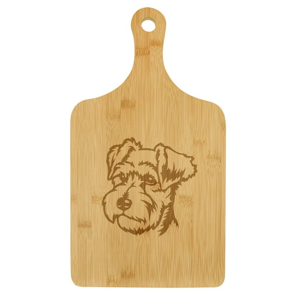 Charcuterie Board With Handle Cheese Board Bamboo Cutting Board Gift Miniature Schnauzer Face (Small 13.5 x 7)