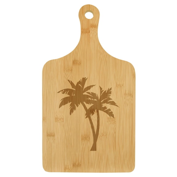 Charcuterie Board With Handle Cheese Board Bamboo Cutting Board Gift Palm Trees (Standard 15.5 x 9)
