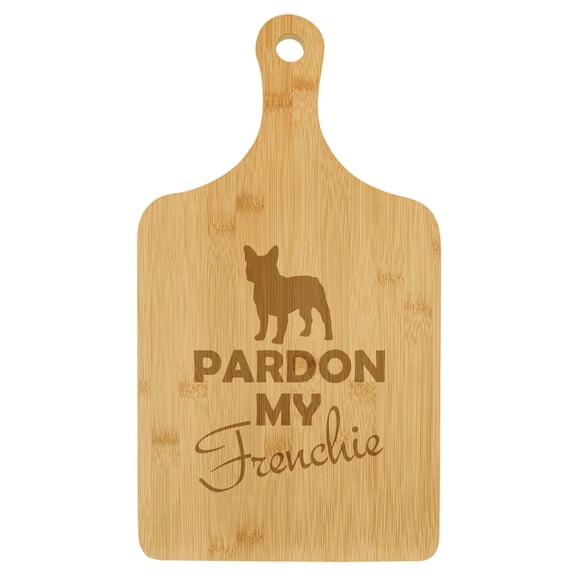 Charcuterie Board With Handle Cheese Board Bamboo Cutting Board Gift Pardon My Frenchie French Bulldog (Standard 15.5 x 9)