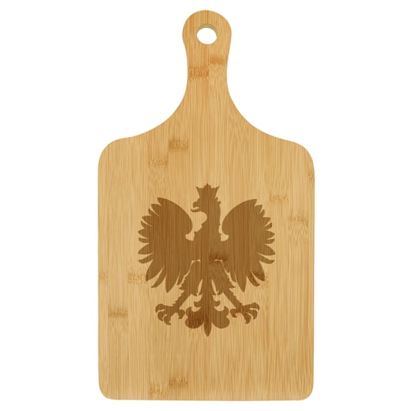 Charcuterie Board With Handle Cheese Board Bamboo Cutting Board Gift Poland Eagle (Small 13.5 x 7)