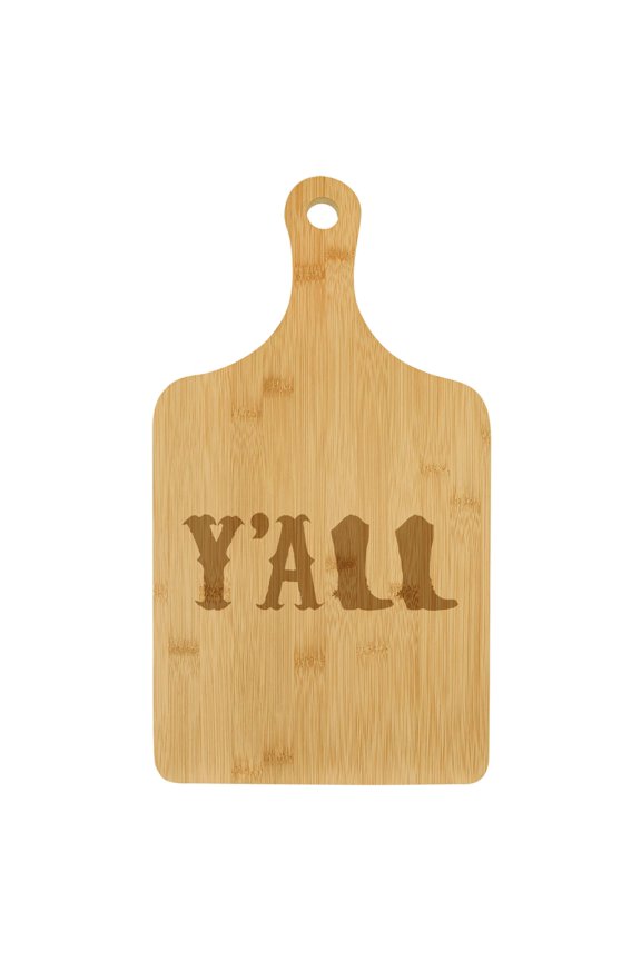 Charcuterie Board With Handle Cheese Board Bamboo Cutting Board Gift Y'all Boots Country Cowgirl (Small 13.5 x 7)