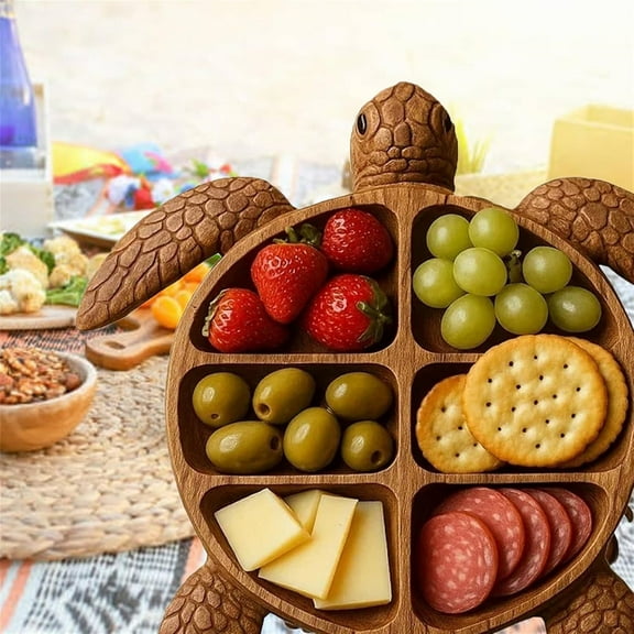 Charcuterie Board, Wood Serving Tray, Themed Party Platter For Cheese Snacks Fruit, Home Kitchen Food Decoration, Gift For Turtle Lovers Beachgoers