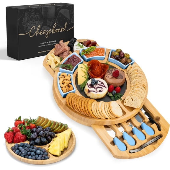 Charcuterie Boards Gift Set: Charcuterie Board Set, Bamboo Cheese Board Set - Unique for Mom - House Warming Gifts New Home, Wedding Gifts for Couple, Bridal Shower Gift