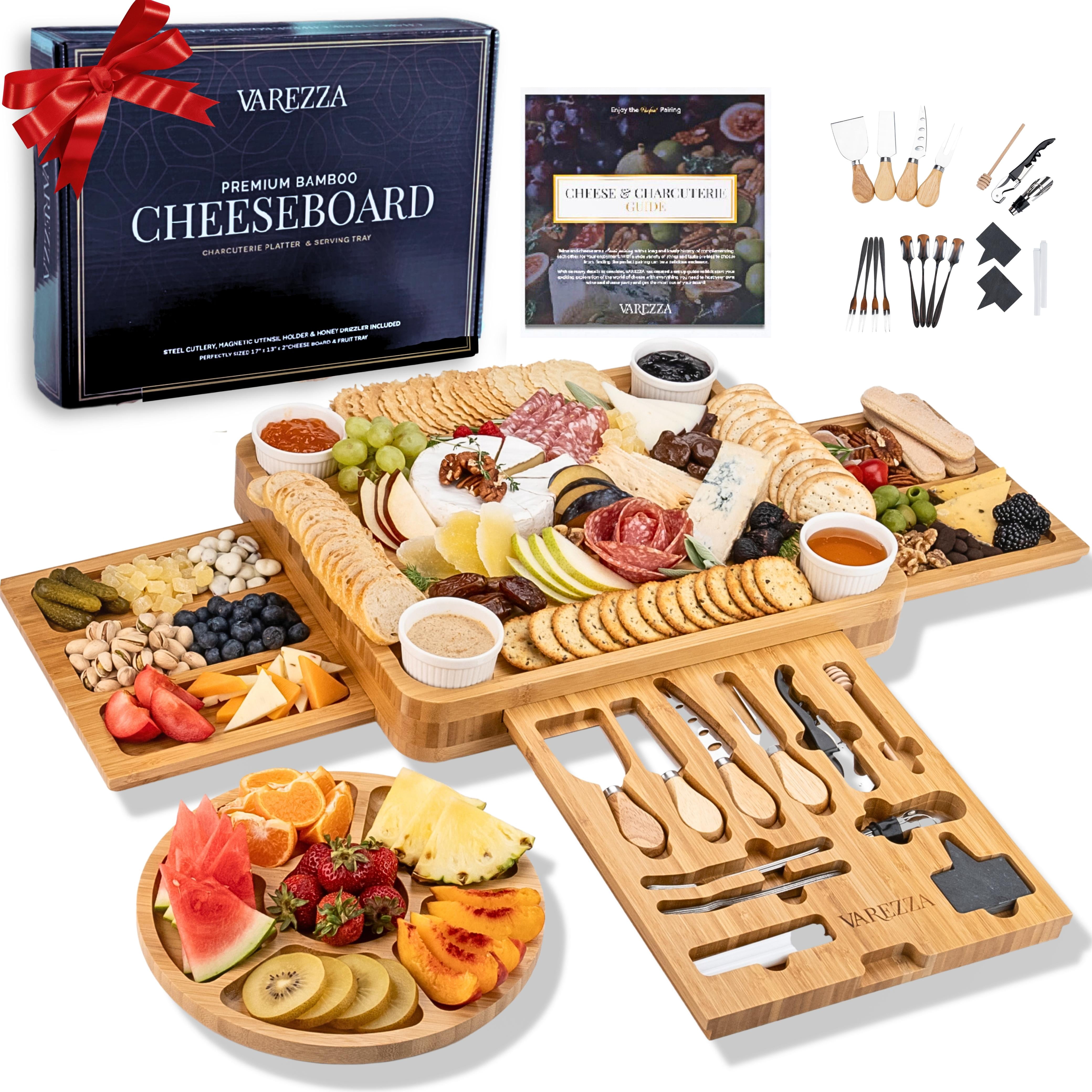 Charcuterie Boards Set – Large Bamboo Cheese Board & Platter with Charcuterie Accessories, Housewarming Gifts for New Home, Bridal Shower, New House Gift