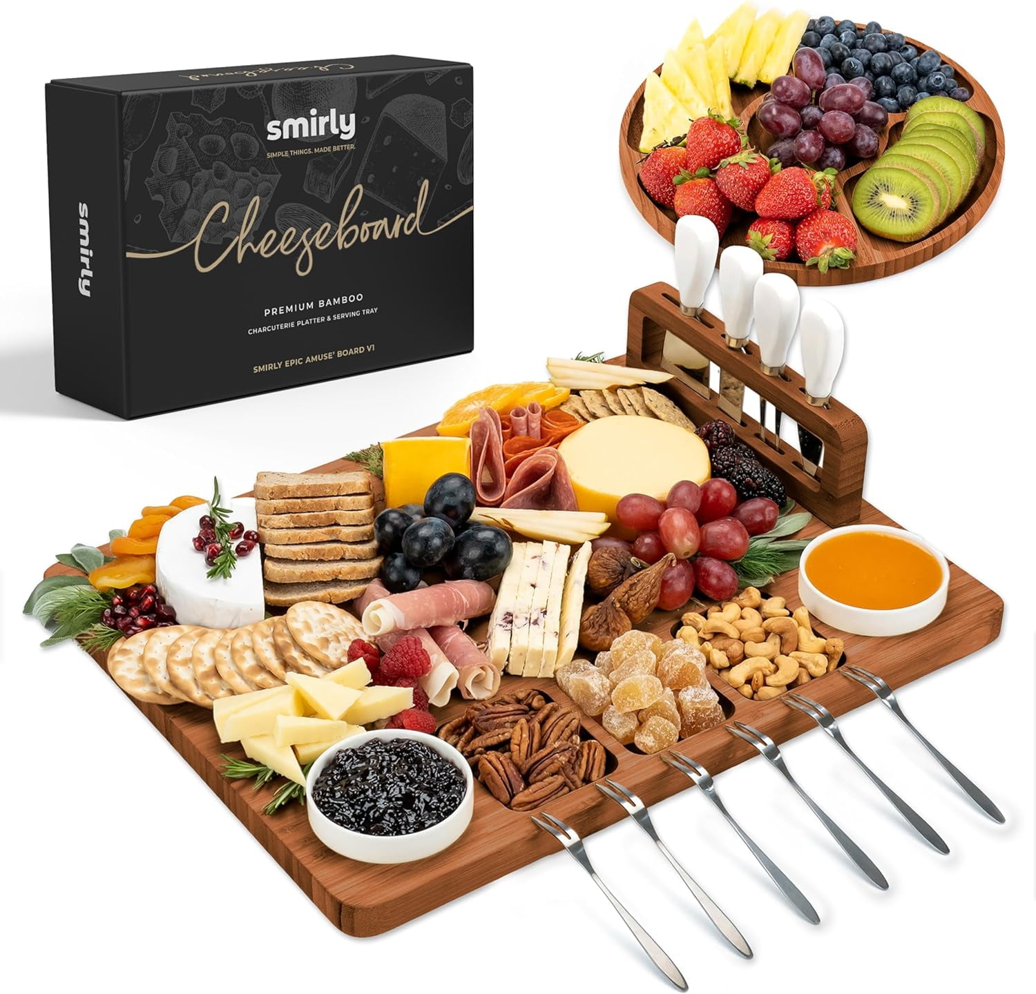 Charcuterie Boards Set - Large Bamboo Cheese Board Set - House Warming ...