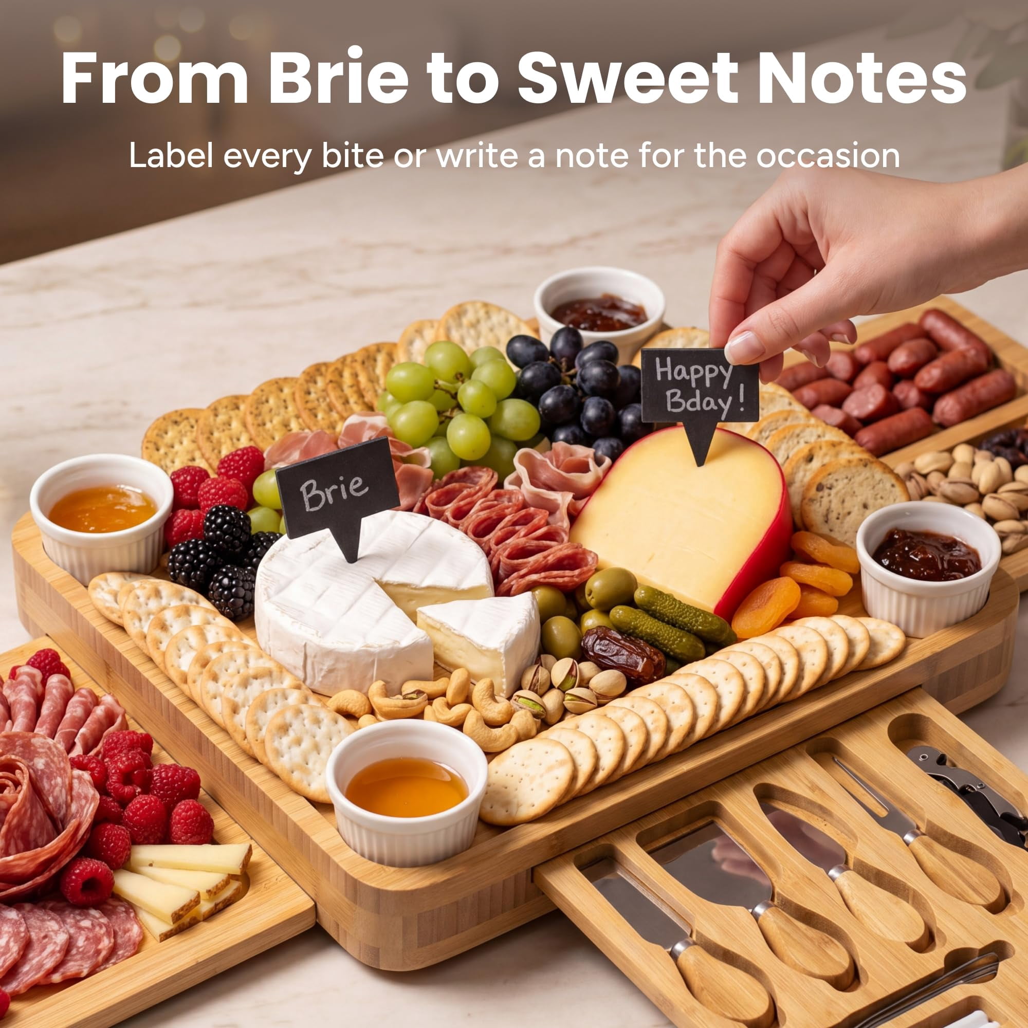 Charcuterie Boards Set, Large Cheese Board Set, Bamboo - Walmart.com