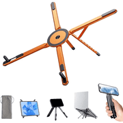 Charefin 3 in 1 Aluminum Alloy Foldable Laptop Stand, 8 Level Height Adjustable Travel Holder with Magnetic Function, Compatible with 4 16" Laptops, Phones & Tablets