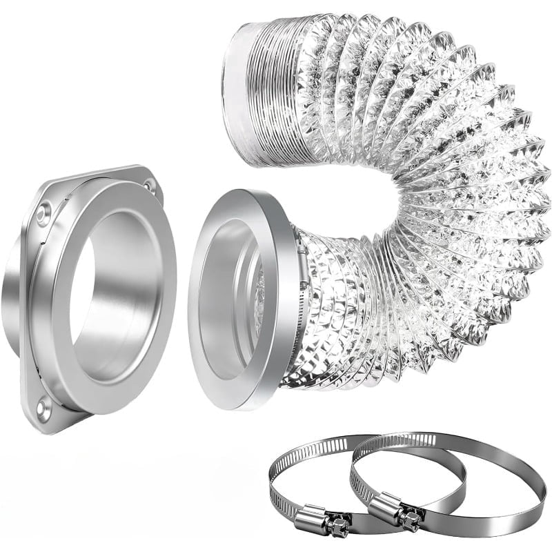 Charefin DVC-180 Magnetic Dryer Vent Connection Kit - 4 Inch Easy Connect Dryer Hose Set with 3.3ft Flexible Duct & 2 Clamps, Strong Self-Aligning Airtight Seal for Tight Spaces & Easy Cleaning