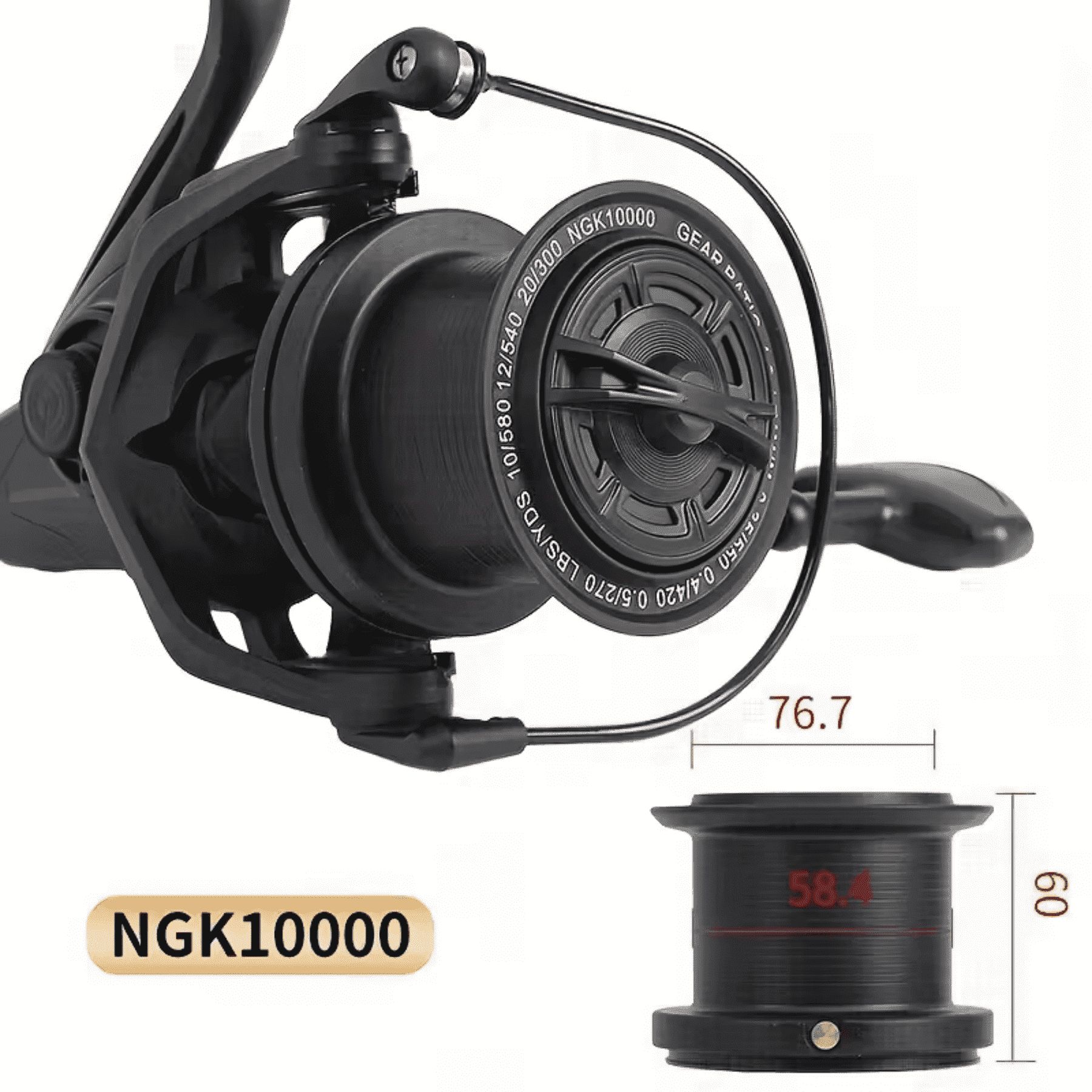 Charefin 10000 Series Saltwater Spinning Reel, Large Deep Sea Metal Reel with High Line Capacity for Big Game Ocean Angling