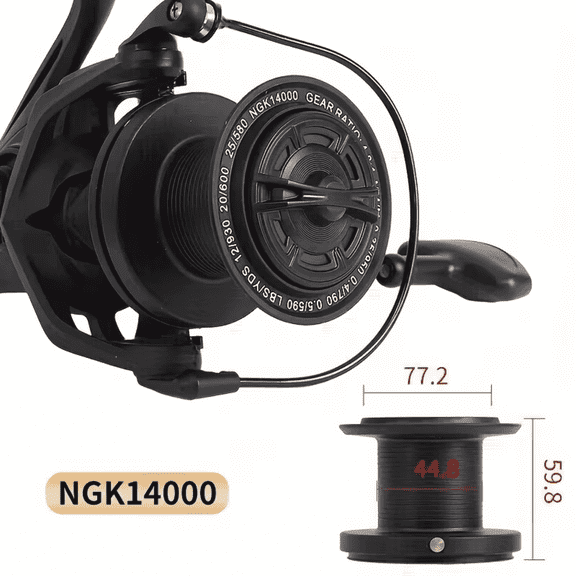 Charefin 14000 Series Saltwater Spinning Reel, Large Deep Sea Metal Construction Reel with High Line Capacity for Big Game Ocean Angling