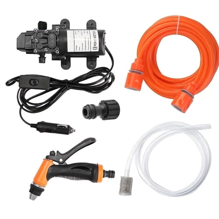 Charefin Portable 12V Car Wash Pump Kit High Pressure 130PSI 6.0L/min, 3 Spray Modes 70W Power Washer with 22.9ft Hose & 9.5ft Cord for Auto Motorcycle Home Garden Cleaning