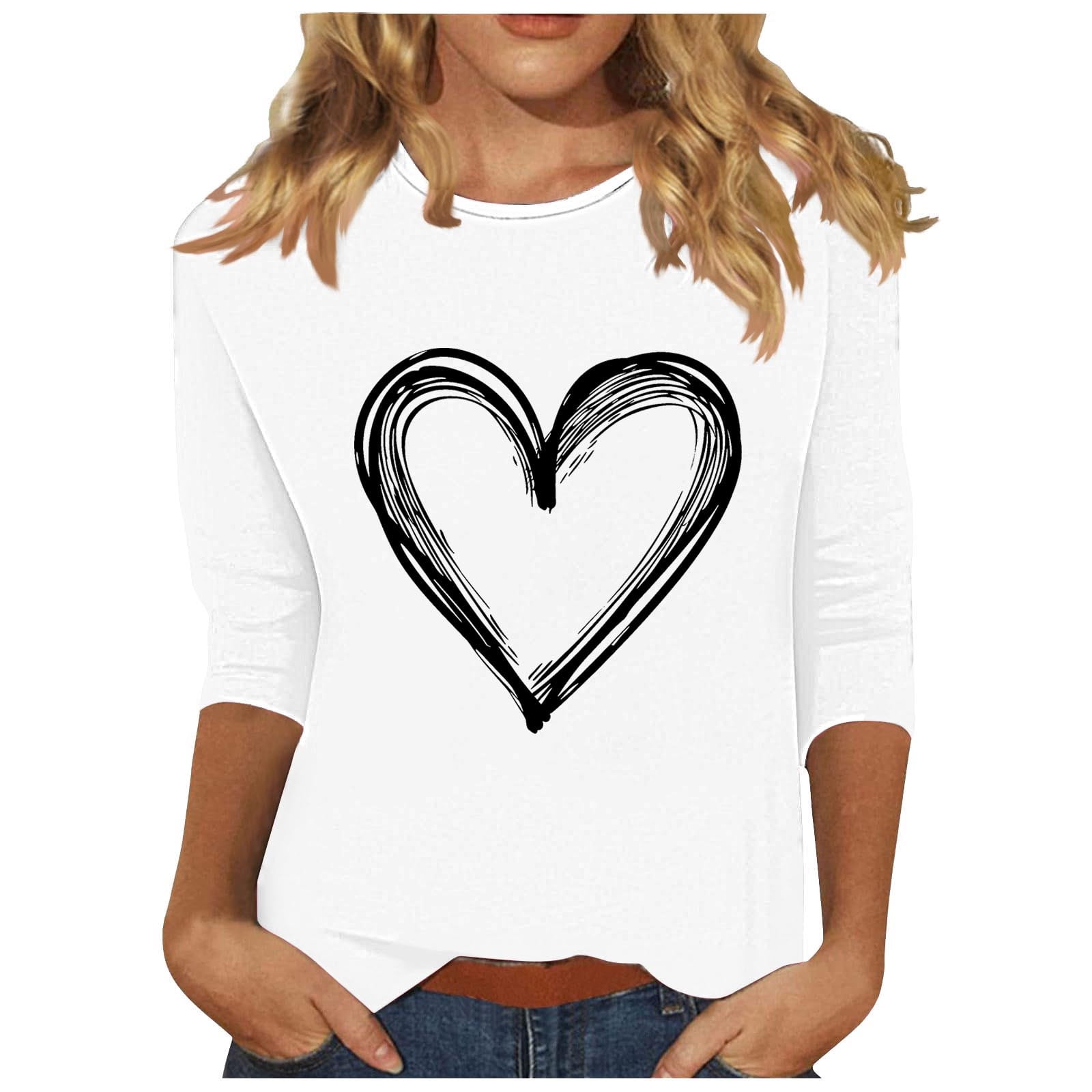 Ceboyel Women's Love Heart Print T-Shirt – Short Sleeve Casual Blouse, Cute Crew Neck Top - View #6