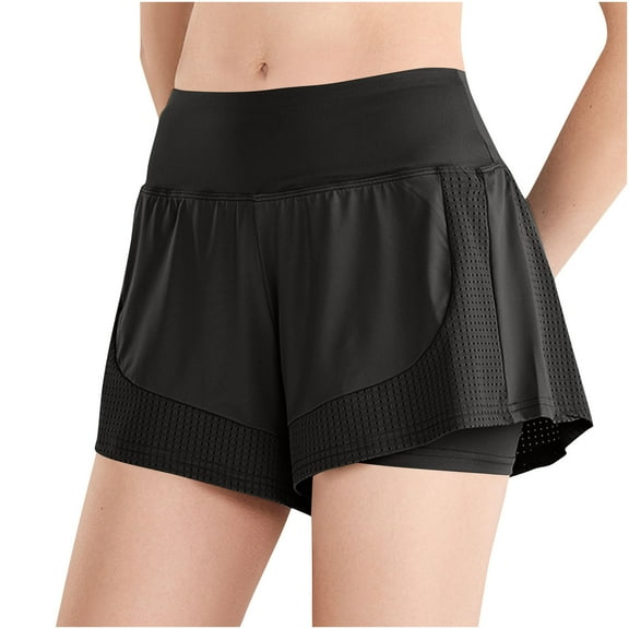 Charella Athletic Shorts for Women High Waisted Yoga Pants Moisture Wicking Workout Gym Running Shorts (4XL, Black)