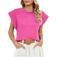 thumbnail image 1 of Charella Cap Sleeve Tops for Women Summer Cotton T Shirt Solid Color Basic Tees Casual Tank Loose Fit 2024 Fashion (Small, Hot Pink), 1 of 7