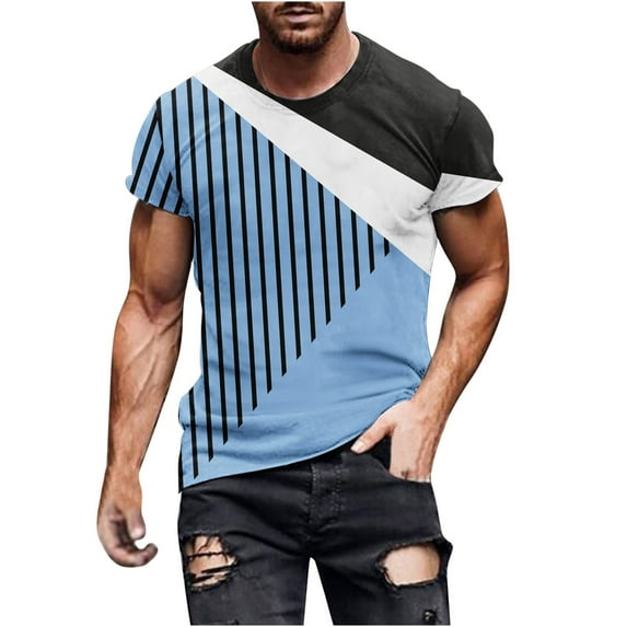 Charella Carnival T-shirts for Men Mardi Gras Decorations Short Sleeve Crewneck Tops 2025 Men Clothing Casual Fashion,Light Blue,XXXL