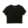thumbnail image 1 of Charella Girl's Modal Crop Tops with Built in Bra Crew Neck Short Sleeve Solid Color Tee Padded T-Shirt (18-19 Years, Black 1), 1 of 5
