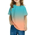 thumbnail image 1 of Charella Girls' Summer T-Shirt Gradient Color Crew Neck Short Sleeve Tops Casual Loose Basic Tee for Kids (3 Years, Light Blue), 1 of 4