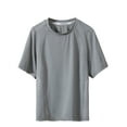 thumbnail image 1 of Charella Kids Cool T-Shirt Short Sleeve Breathable Summer Tee for Girls Boys Crew Neck Solid Color Tops (16-17 Years, Gray), 1 of 5