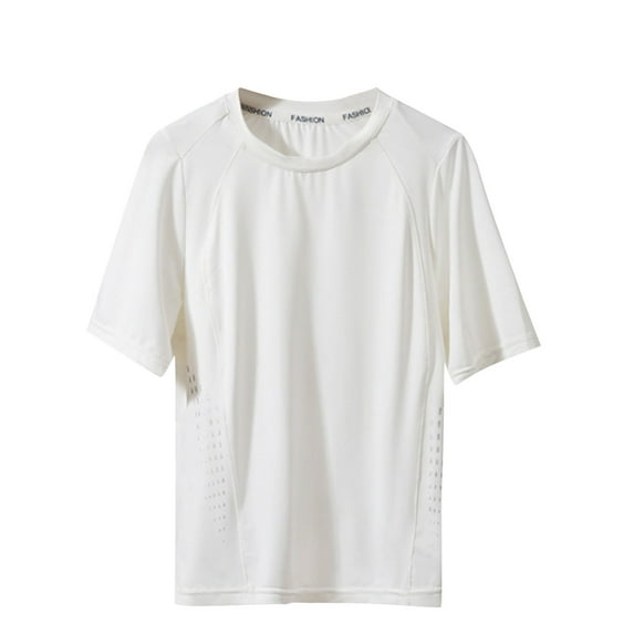 Charella Kids Cool T-Shirt Short Sleeve Breathable Summer Tee for Girls Boys Crew Neck Solid Color Tops (16-17 Years, White)