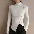thumbnail image 1 of Charella Knitted Shirt for Women Slim Fit Turtleneck Long Sleeve Tee Tops White,10, 1 of 5