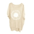 thumbnail image 1 of Charella Ladies 2025 Fashion Oversized Long Tops Summer Casual Crew Neck Bat Short Sleeve Loose Asymmetrical Shirt (3X-Large, Khaki 03), 1 of 4